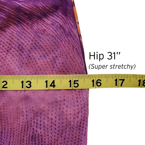 No 1 Los Angeles Bodycon $100 Orange Purple Sheer Y2K Mesh Long Maxi Dress L - Picture 11 of 16